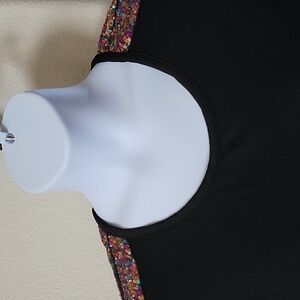 Lane Bryant Multi Color sequined shoulder long sleeve top black size 18/20 NWOT